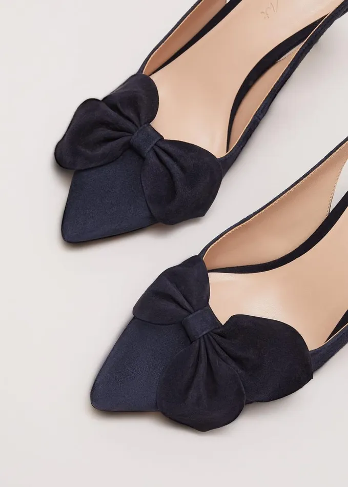 Phase Eight Suede Pointed Bow Slingback Navy Women Occasion Shoes