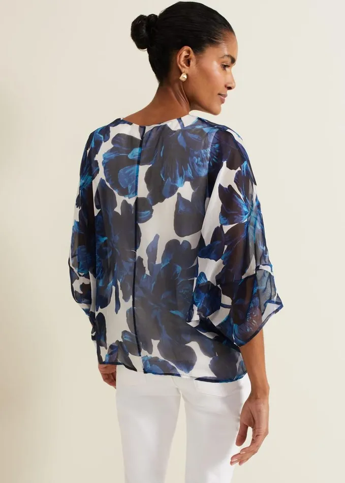 Phase Eight Syra Silk Blouse Blue Women Shirts and Blouses