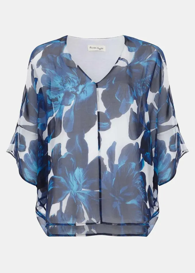 Phase Eight Syra Silk Blouse Blue Women Shirts and Blouses