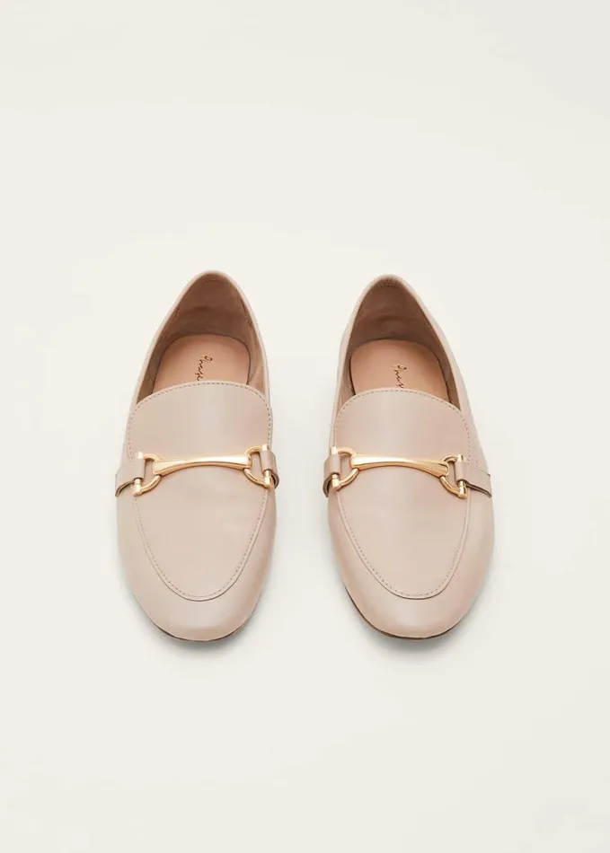 Phase Eight TBar Leather Loafers Neutral Women Flats