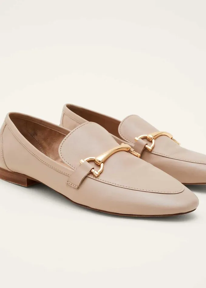 Phase Eight TBar Leather Loafers Neutral Women Flats