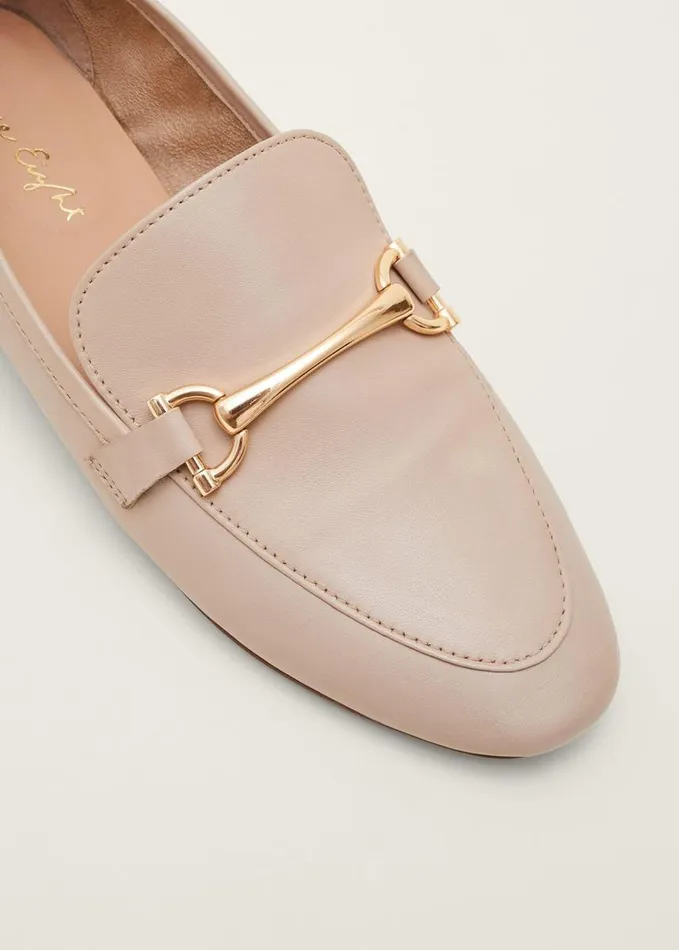 Phase Eight TBar Leather Loafers Neutral Women Flats