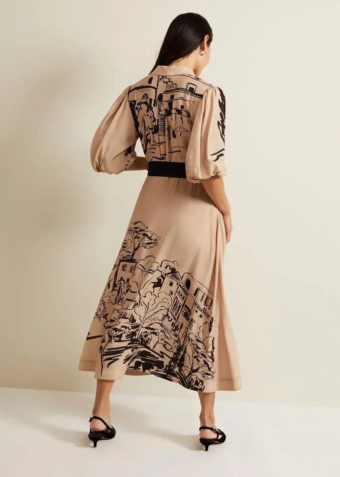 Phase Eight Tammy Puff Sleeve Shirt Dress Cream Women Dresses