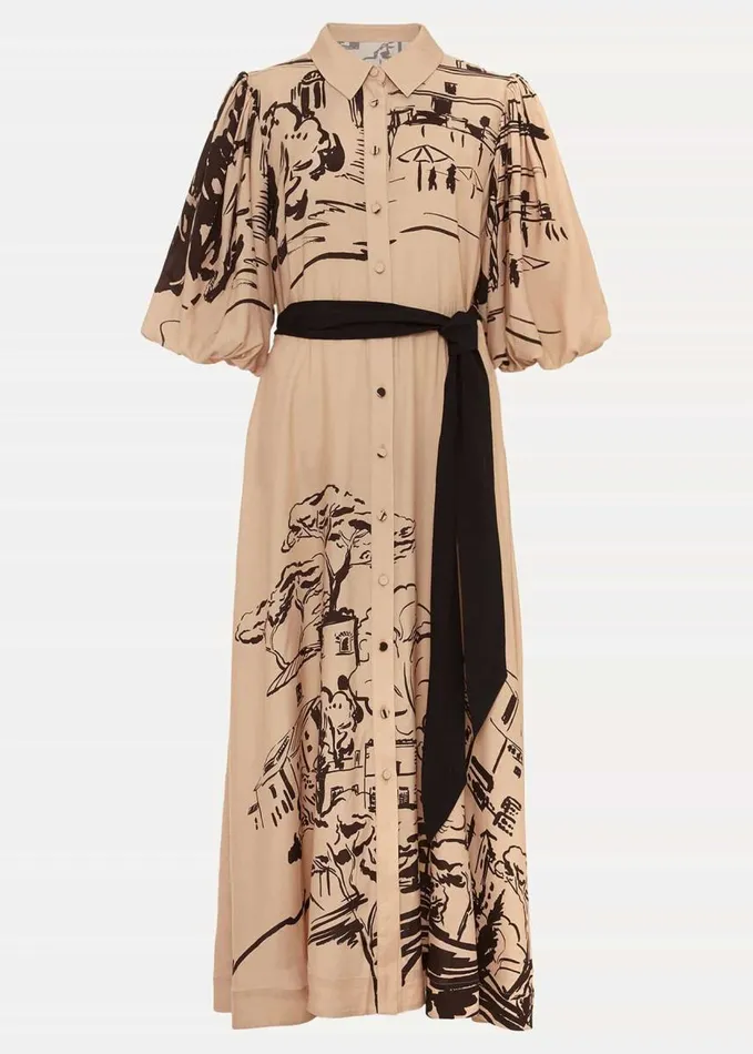 Phase Eight Tammy Puff Sleeve Shirt Dress Cream Women Dresses