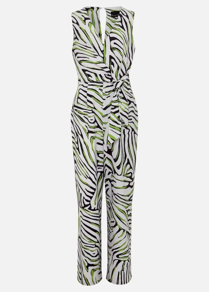 Phase Eight Tamsin Zebra Print Wide Leg Jumpsuit Greenneutral Women Dresses