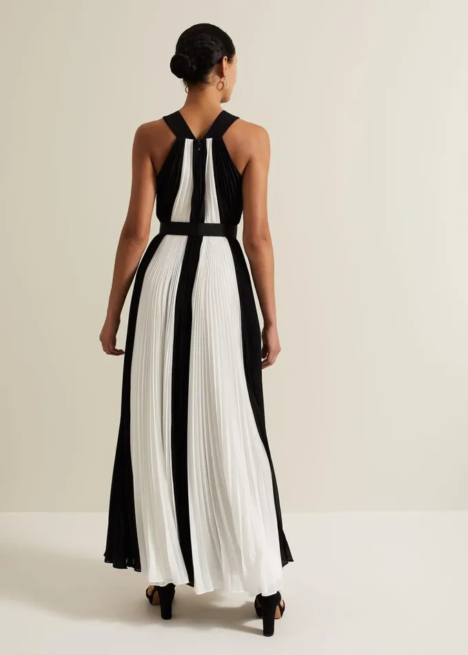 Phase Eight Taylor Pleated Maxi Dress Blackivory Women Dresses