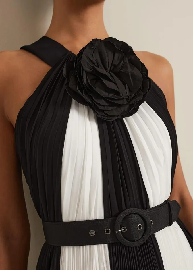 Phase Eight Taylor Pleated Maxi Dress Blackivory Women Dresses