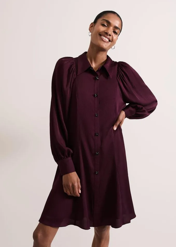 Phase Eight Tila Burgundy Embellished Shirt Dress Burgundy Women Dresses