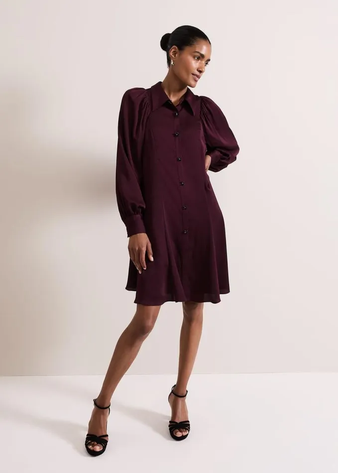 Phase Eight Tila Burgundy Embellished Shirt Dress Burgundy Women Dresses