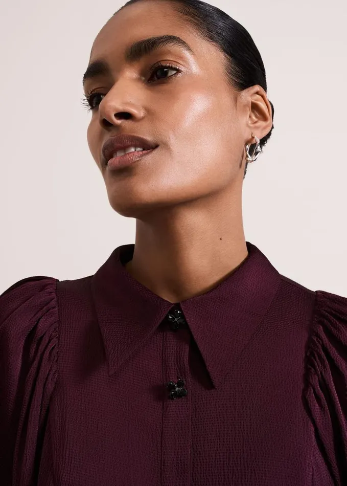 Phase Eight Tila Burgundy Embellished Shirt Dress Burgundy Women Dresses