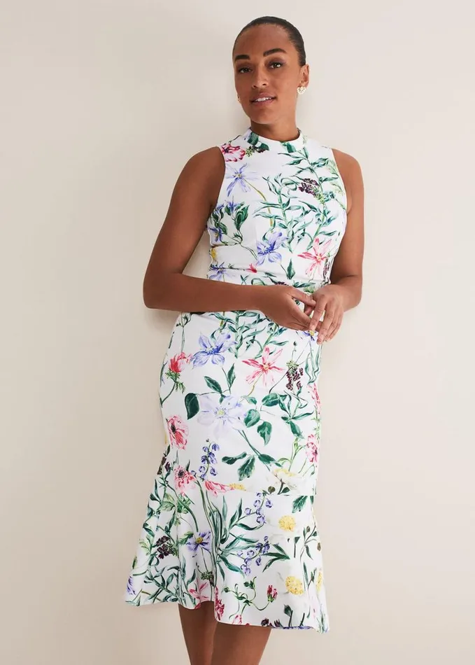 Phase Eight Tina Floral Fit And Flare Midi Dress Multicoloured Women Dresses