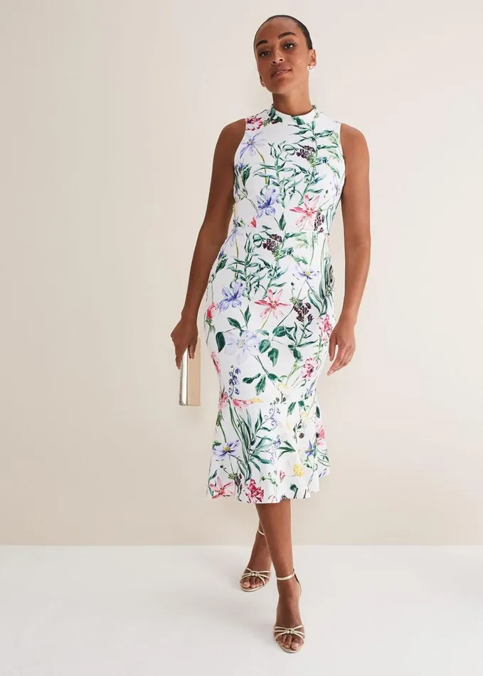 Phase Eight Tina Floral Fit And Flare Midi Dress Multicoloured Women Dresses