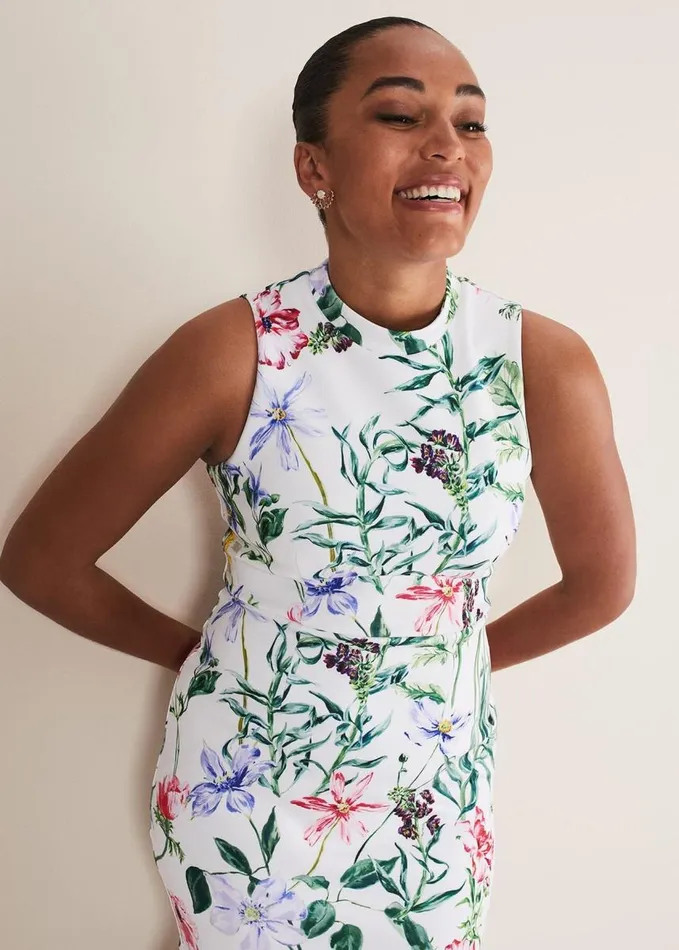 Phase Eight Tina Floral Fit And Flare Midi Dress Multicoloured Women Dresses
