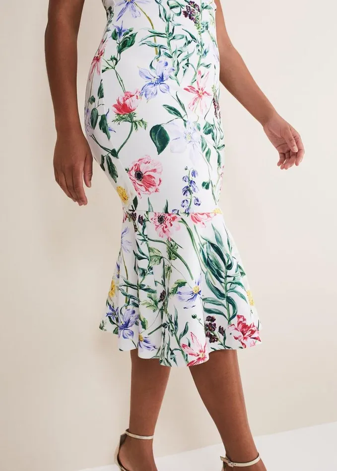 Phase Eight Tina Floral Fit And Flare Midi Dress Multicoloured Women Dresses