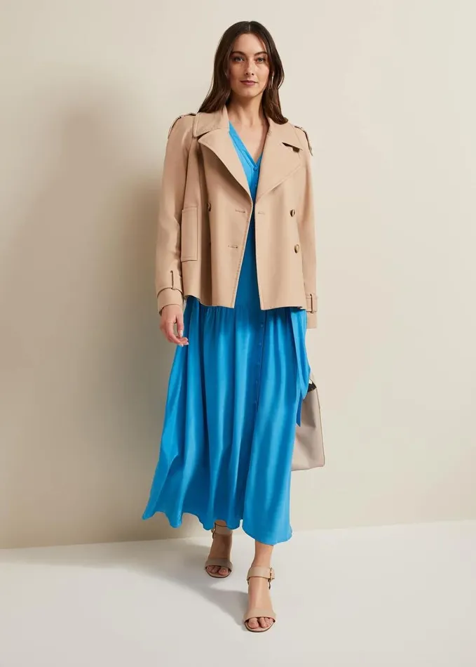 Phase Eight Tori Button Through Maxi Dress Blue Women Dresses