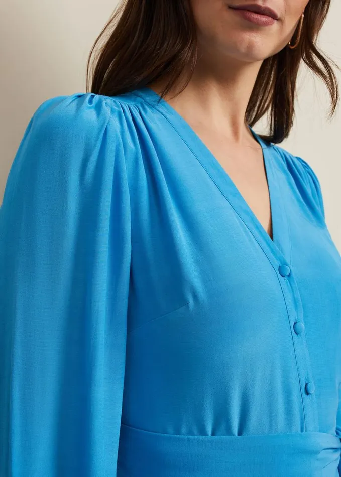 Phase Eight Tori Button Through Maxi Dress Blue Women Dresses