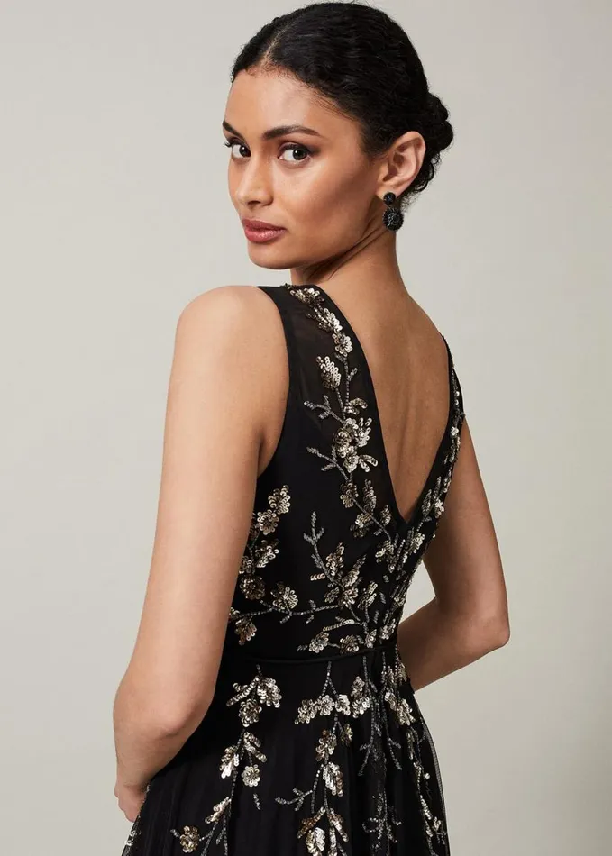 Phase Eight Vanessa Beaded Belt Maxi Dress Black Women Dresses