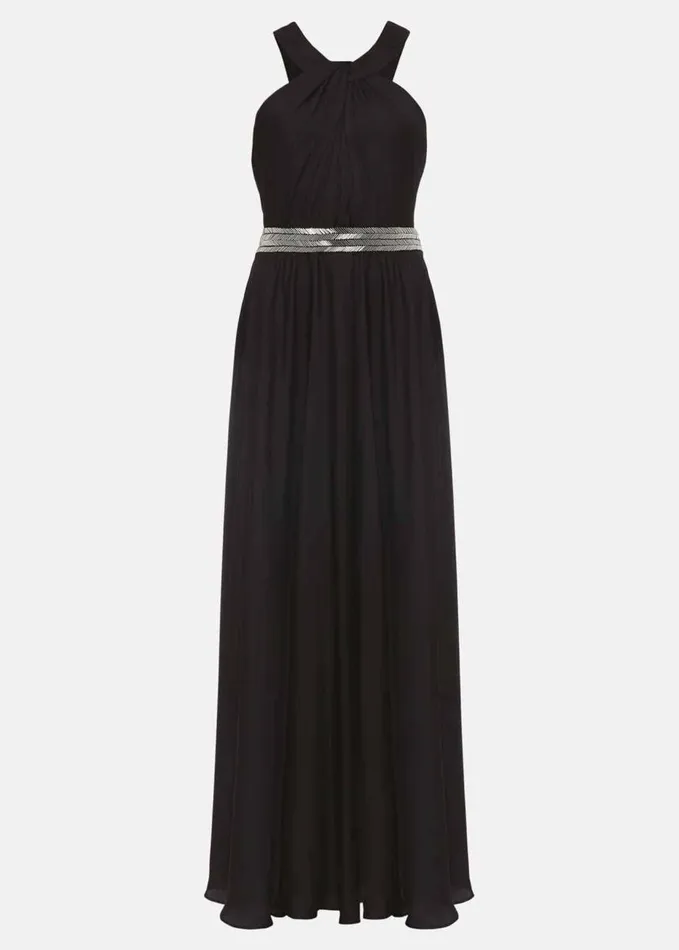 Phase Eight Vanessa Beaded Belt Maxi Dress Black Women Dresses