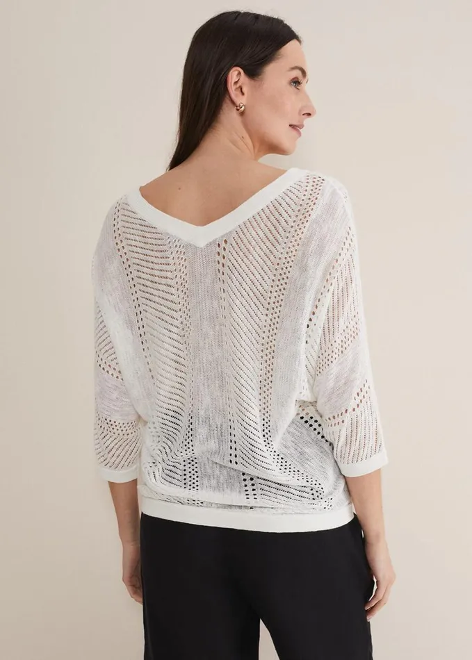 Phase Eight Vera Pointelle Stitch Jumper Ivory Women Knitwear
