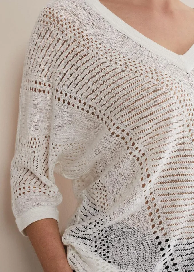 Phase Eight Vera Pointelle Stitch Jumper Ivory Women Knitwear