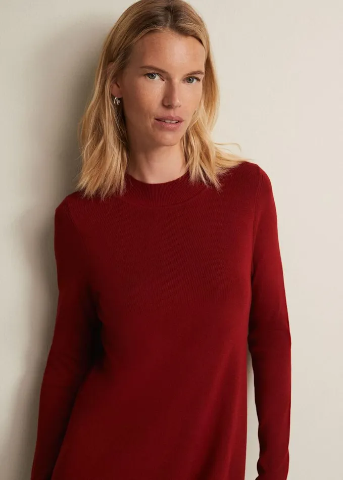 Phase Eight Vickie Fine Knit Mini Dress Red Women Dresses