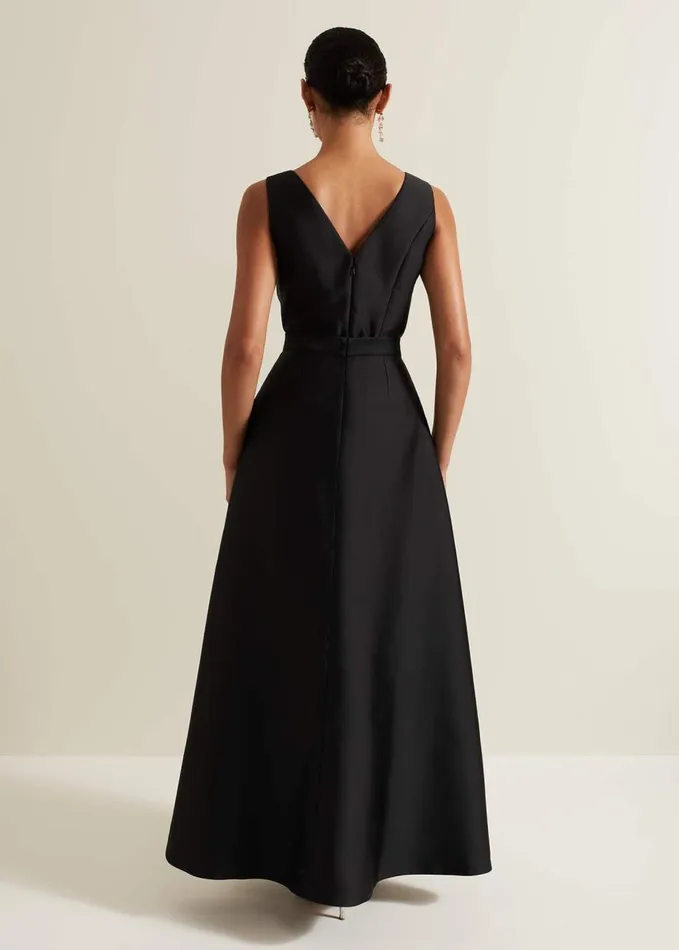 Phase Eight Yisanne Black Satin Embellished Maxi Dress Black Women Dresses