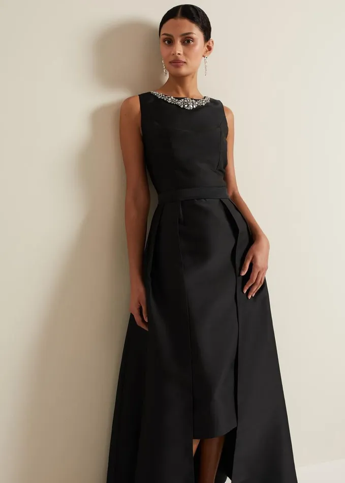 Phase Eight Yisanne Black Satin Embellished Maxi Dress Black Women Dresses