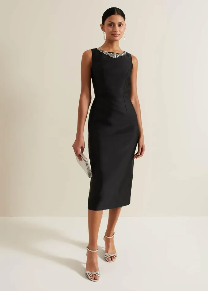 Phase Eight Yisanne Black Satin Embellished Maxi Dress Black Women Dresses