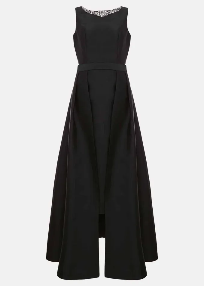 Phase Eight Yisanne Black Satin Embellished Maxi Dress Black Women Dresses