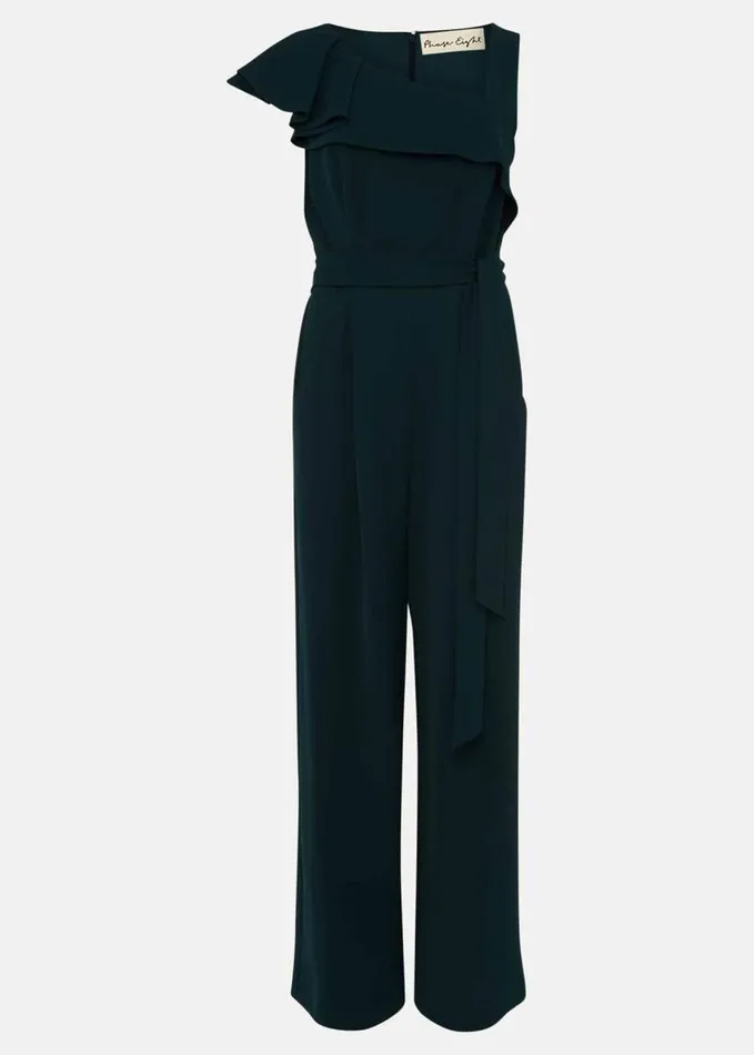 Phase Eight Zelda Asymmetric Belted Jumpsuit Bottle Green Women Dresses