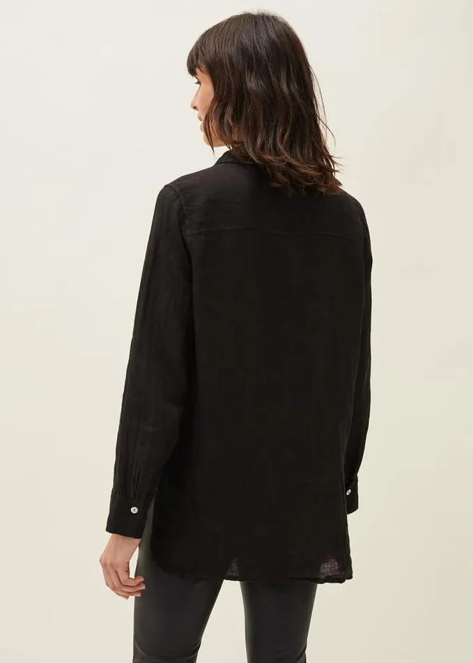 Phase Eight Zenni Linen Oversized Shirt Black Women Shirts and Blouses