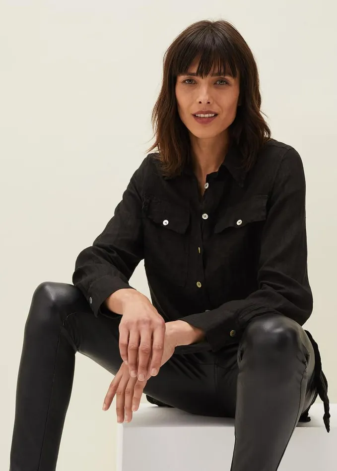 Phase Eight Zenni Linen Oversized Shirt Black Women Shirts and Blouses