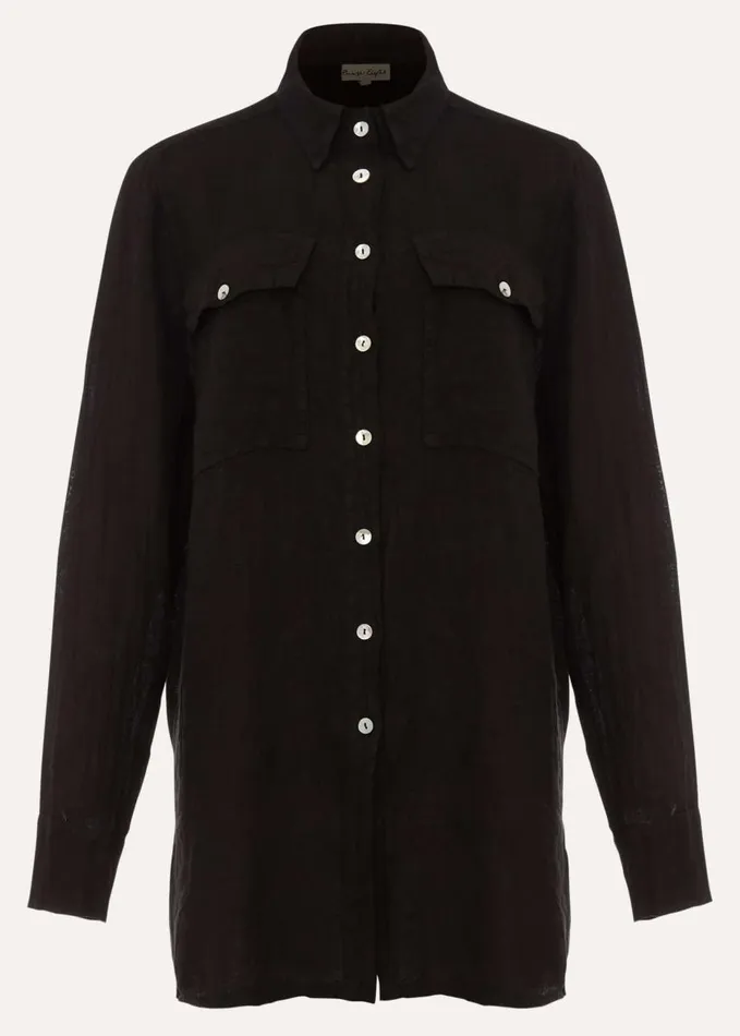 Phase Eight Zenni Linen Oversized Shirt Black Women Shirts and Blouses
