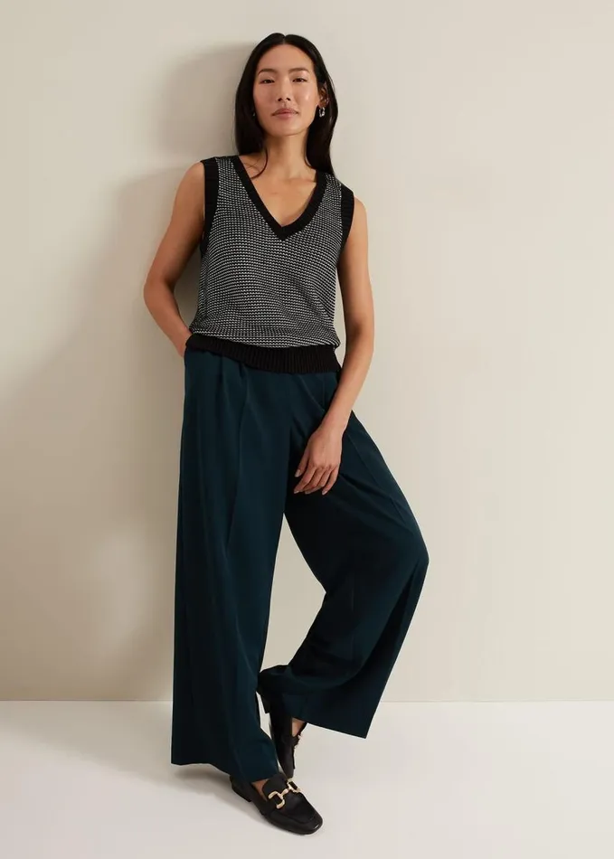 Phase Eight Zoe Tweed Knit Black Tank Blackivory Women Knitwear