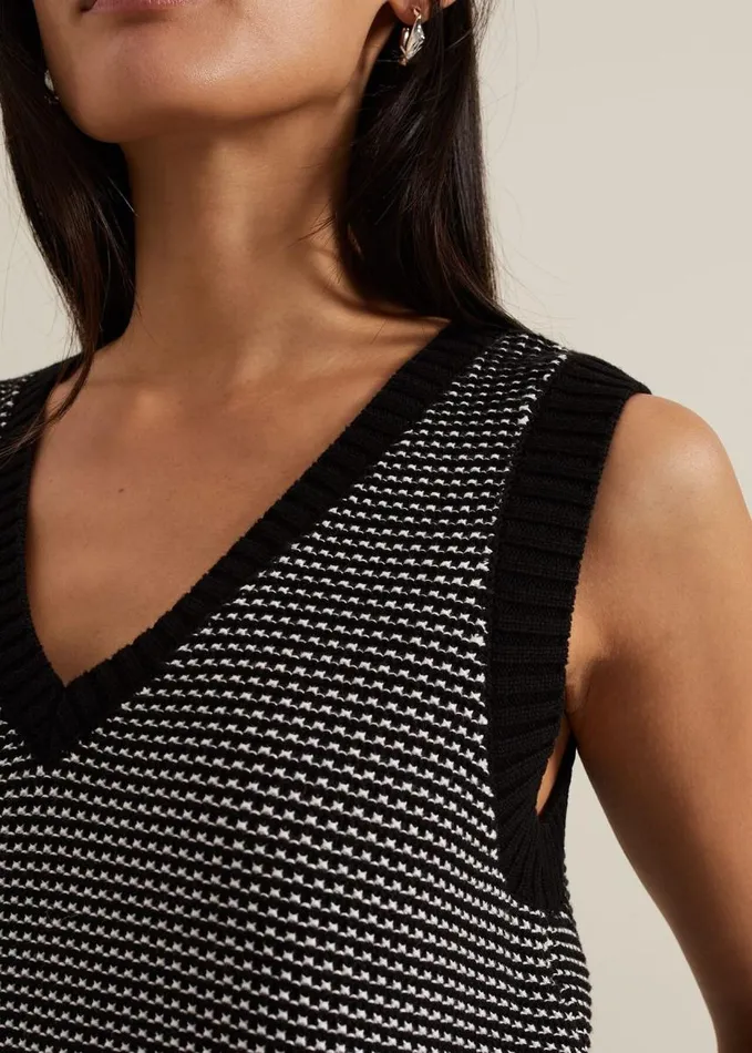 Phase Eight Zoe Tweed Knit Black Tank Blackivory Women Knitwear