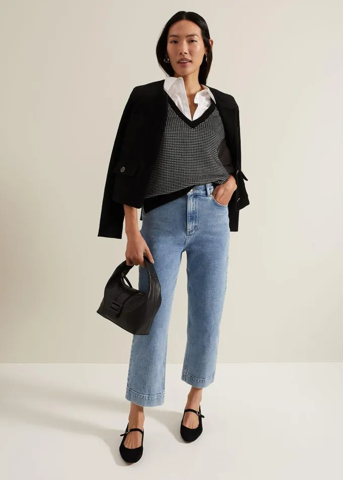 Phase Eight Zoe Tweed Knit Black Tank Blackivory Women Knitwear