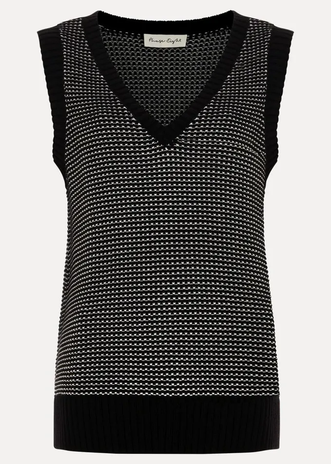 Phase Eight Zoe Tweed Knit Black Tank Blackivory Women Knitwear