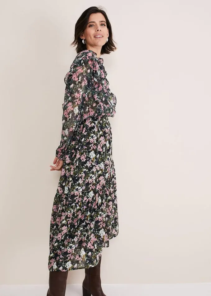 Phase Eight Zowena Floral Tiered Midi Skirt Multicoloured Women Skirts