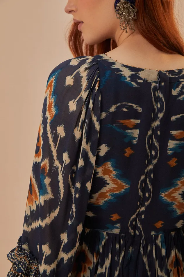 Pineaple Ikat Blue Maxi Dress Women Farm Rio Maxi Dresses
