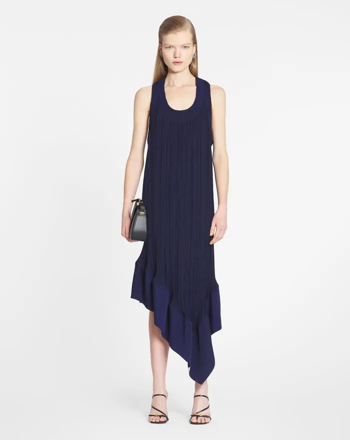 Pleated Midi Dress Japanese Ink Women Lanvin Dresses