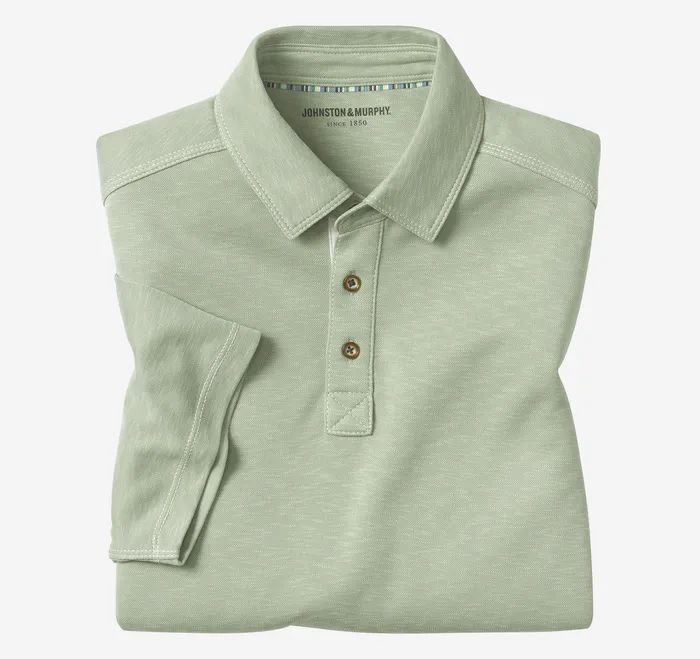Polos and Tees Johnston and Murphy Men Vintage Slub Polo Sage