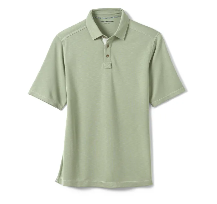 Polos and Tees Johnston and Murphy Men Vintage Slub Polo Sage