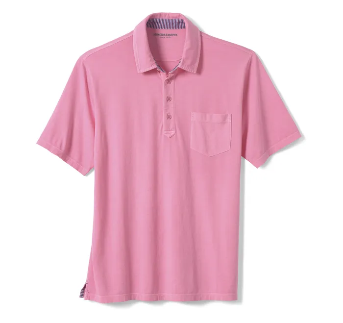 Polos and Tees Men Garment Dyed Polo Pink Johnston and Murphy