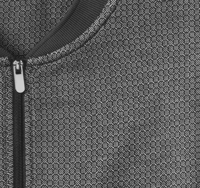 Polos and Tees Men Johnston and Murphy Jacquard Zip Polo Black Hexagon
