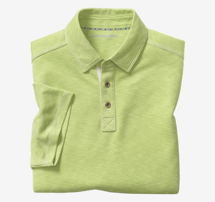 Polos and Tees Vintage Slub Polo Lime Johnston and Murphy Men