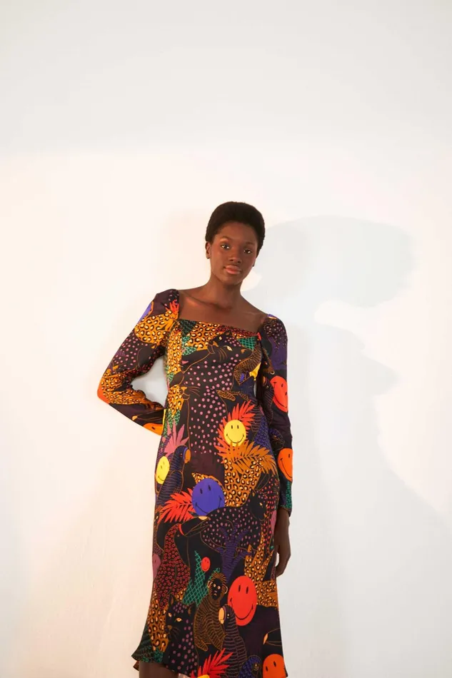 Pop Jungle Smiley Midi Dress Women Farm Rio Midi Dresses