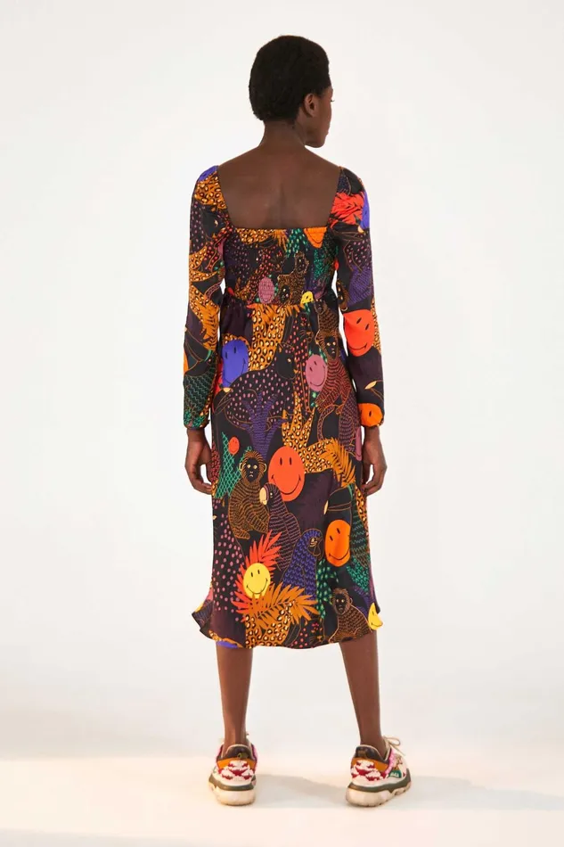 Pop Jungle Smiley Midi Dress Women Farm Rio Midi Dresses