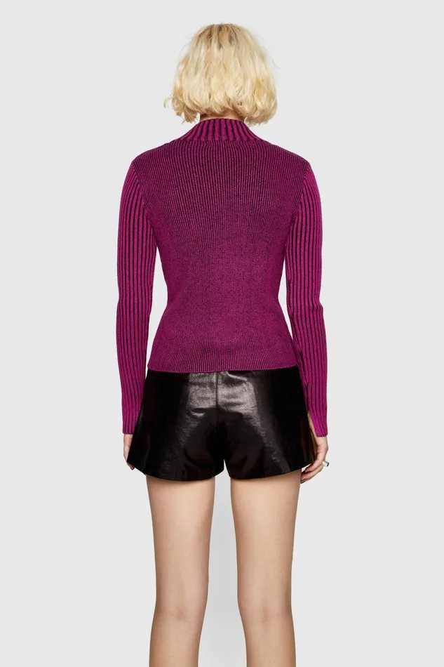 Rebecca Minkoff Alana Military Henley Hot Pink Women Sweaters and Sweatshirts
