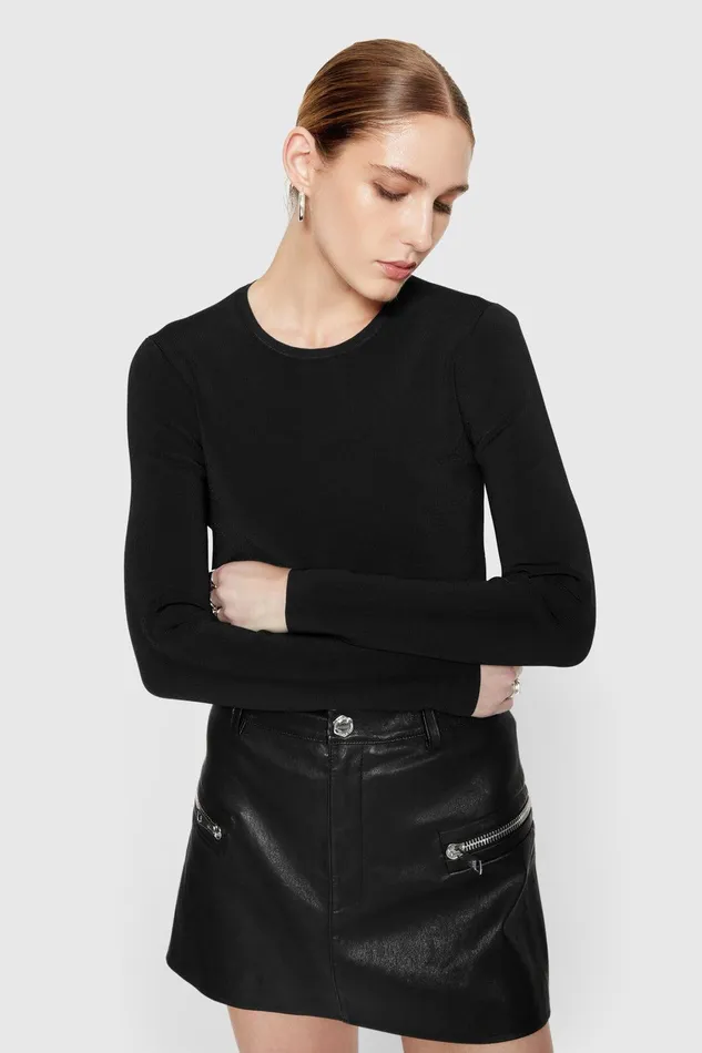 Rebecca Minkoff Bonnie Long Sleeve True Black Women Sweaters and Sweatshirts