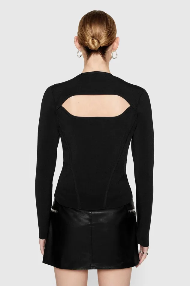 Rebecca Minkoff Bonnie Long Sleeve True Black Women Sweaters and Sweatshirts